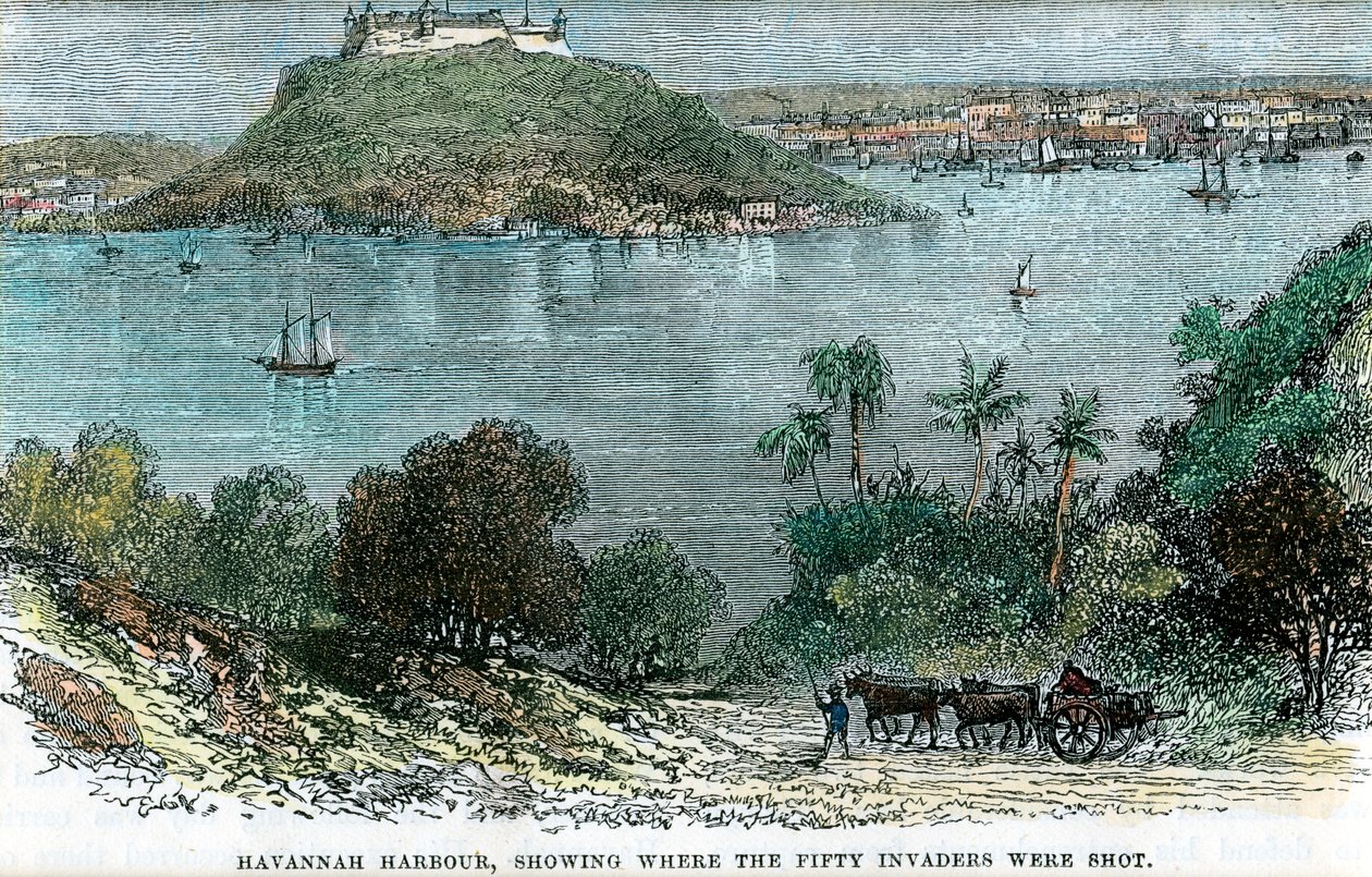 Havannah Harbour, ukazující, kde bylo zastřeleno padesát útočníků, Kuba, c1880 od Unbekannt