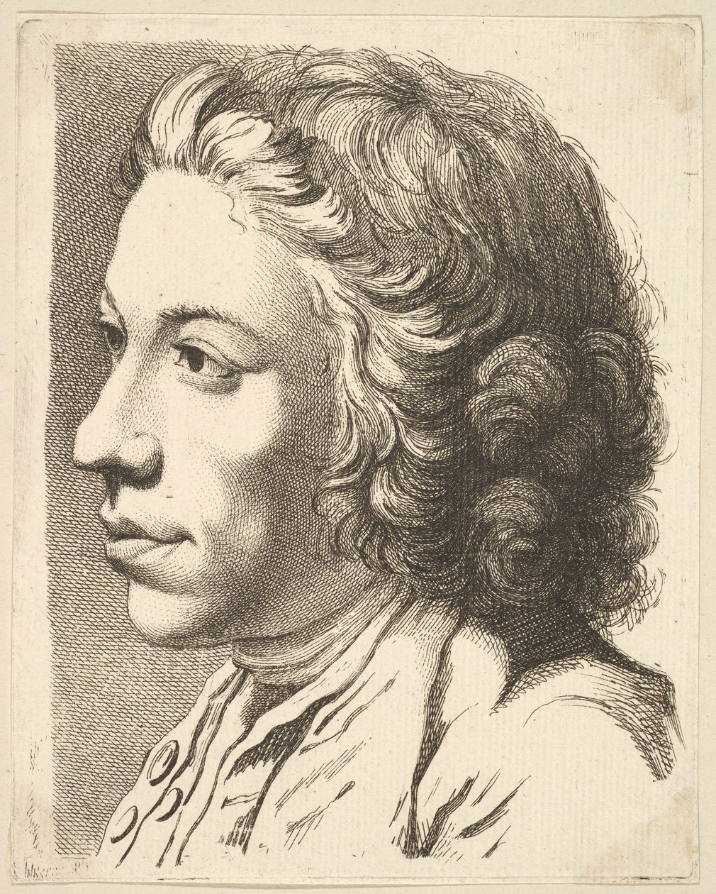 Hlava muže z profilu, z Livre de Têtes Gravées dapres F. Boucher et Autres..., 18. století. od Unbekannt