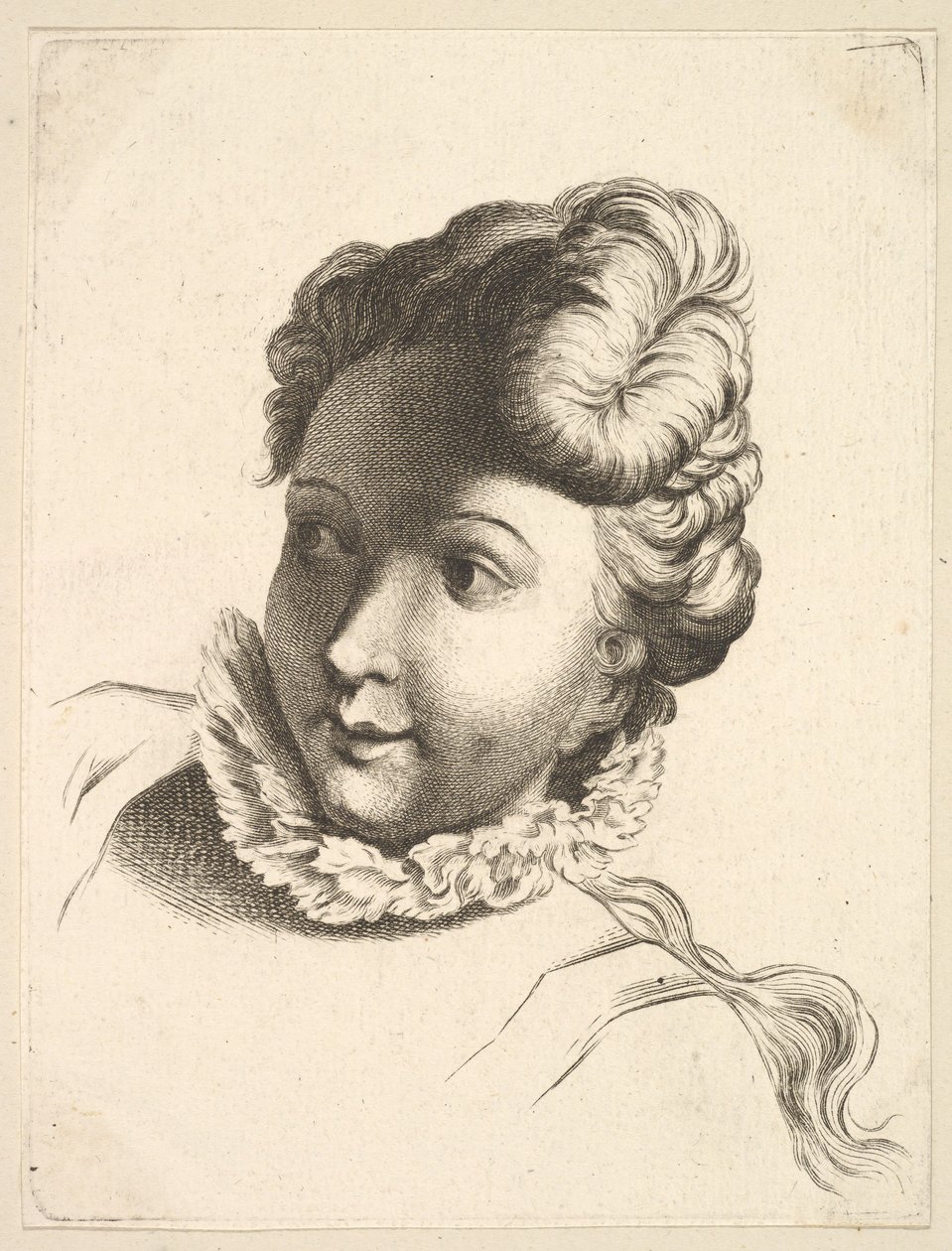 Hlava ženy na rukávu, z Livre de Têtes Gravées dapres F. Boucher et ..., 18. století. od Unbekannt