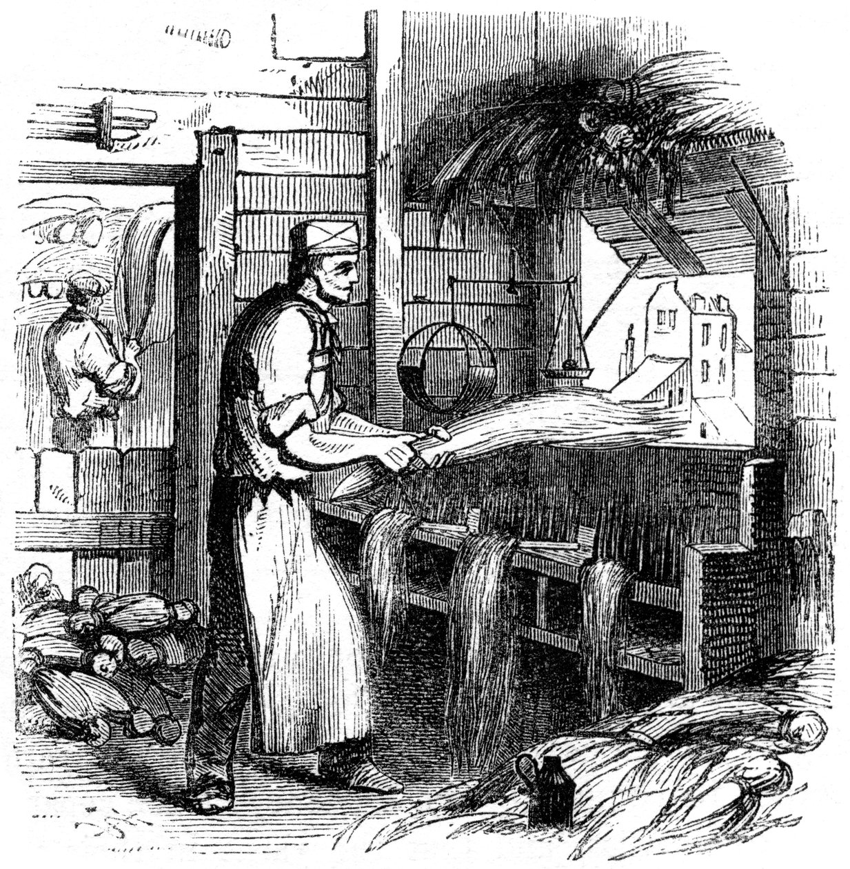 Heckling konopí, 1866 od Unbekannt