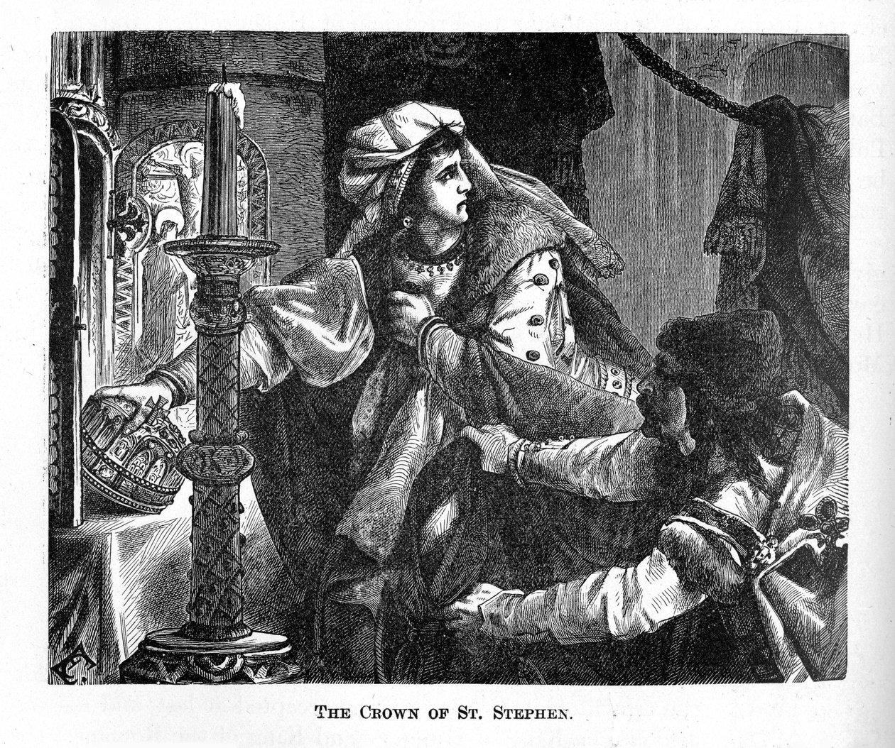 Helene Kottannerin ukradne královskou korunu svatého Štěpána v roce 1440 z obrazové historie W od Unbekannt