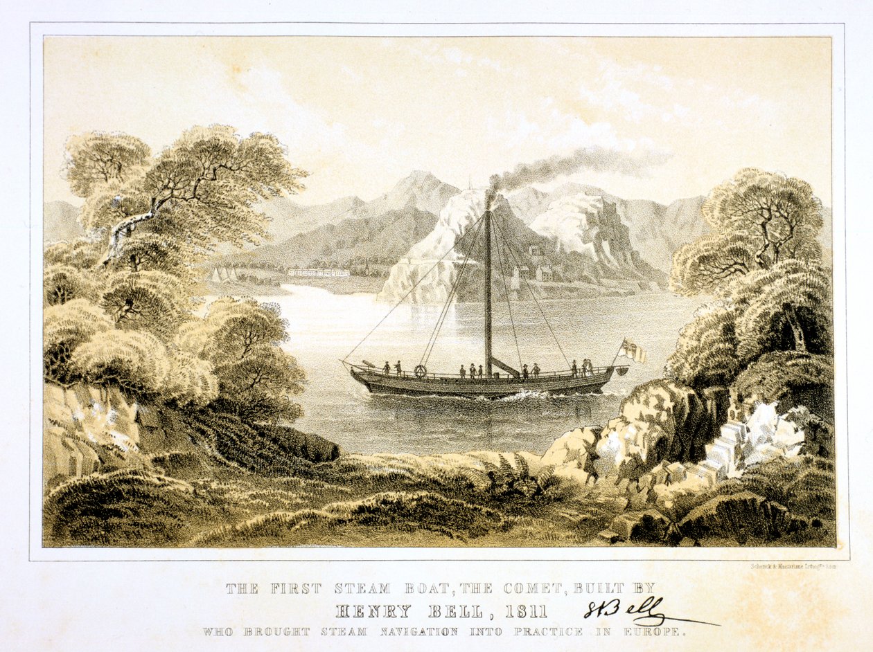 Henry Bells parní člun Comet z roku 1811, 1856. od Unbekannt