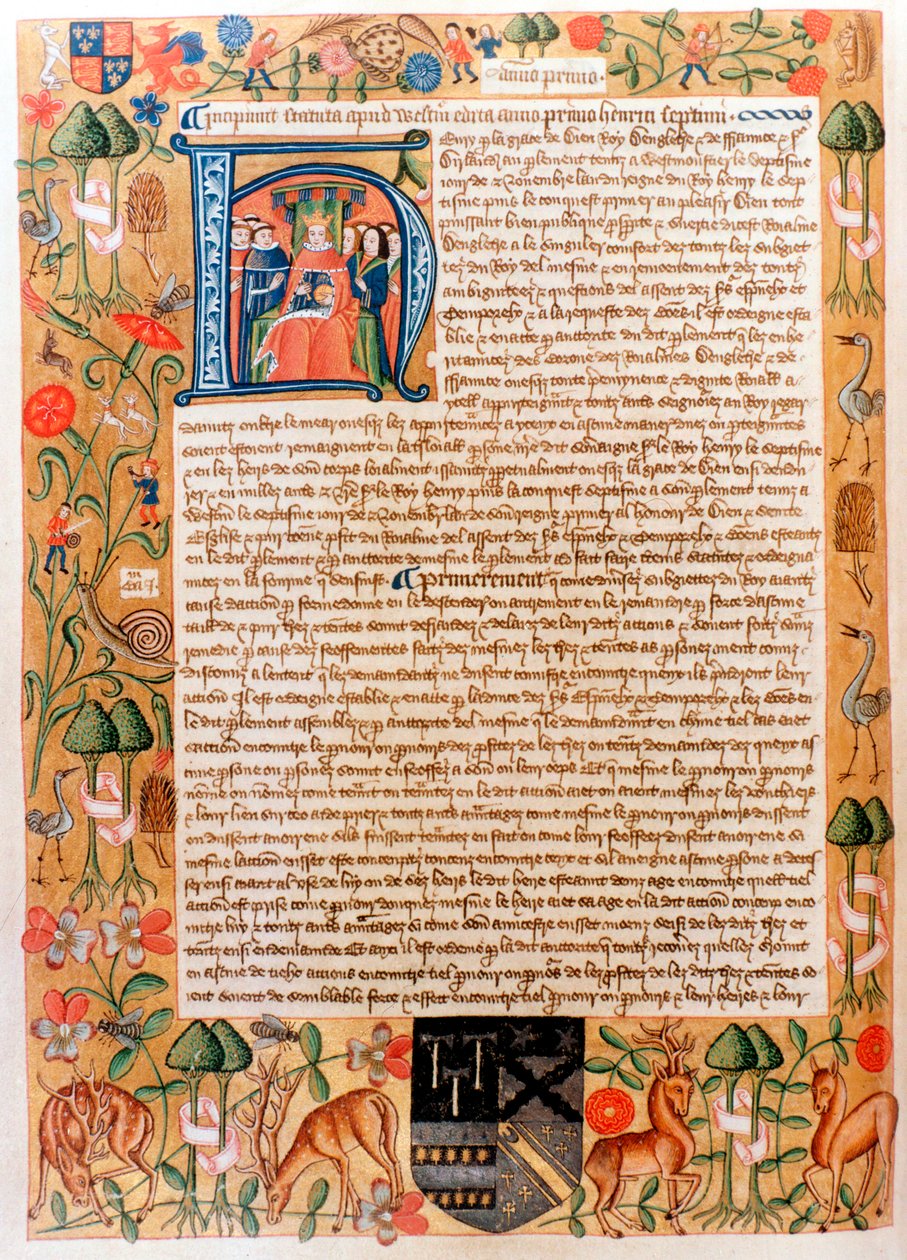 První akt parlamentu Jindřicha VII. s počátečním portrétem krále z konce 80. let 14. století od Unbekannt