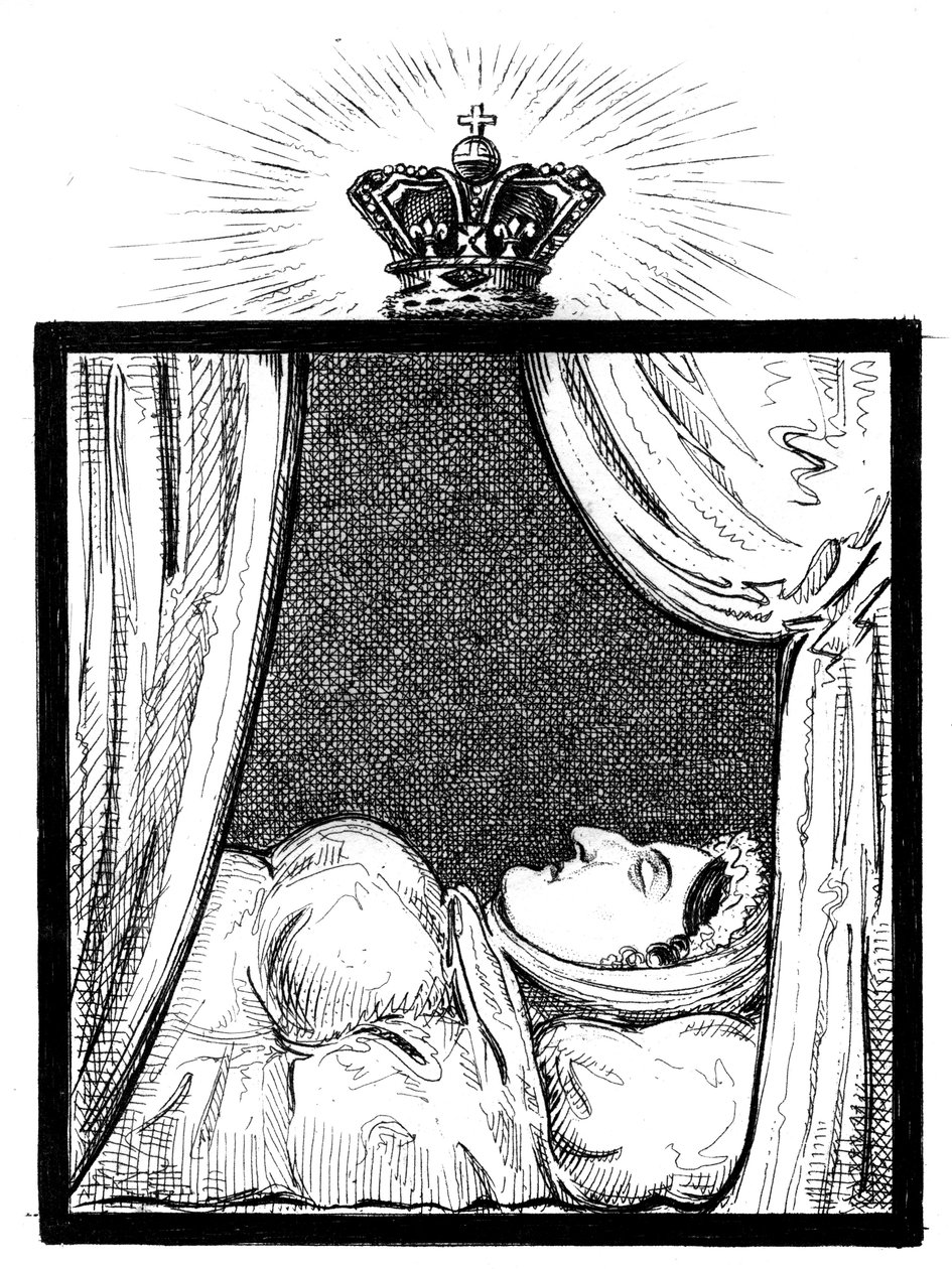 Její Veličenstvo královna Caroline, když se objevila několik hodin po své smrti, c1821 od Unbekannt