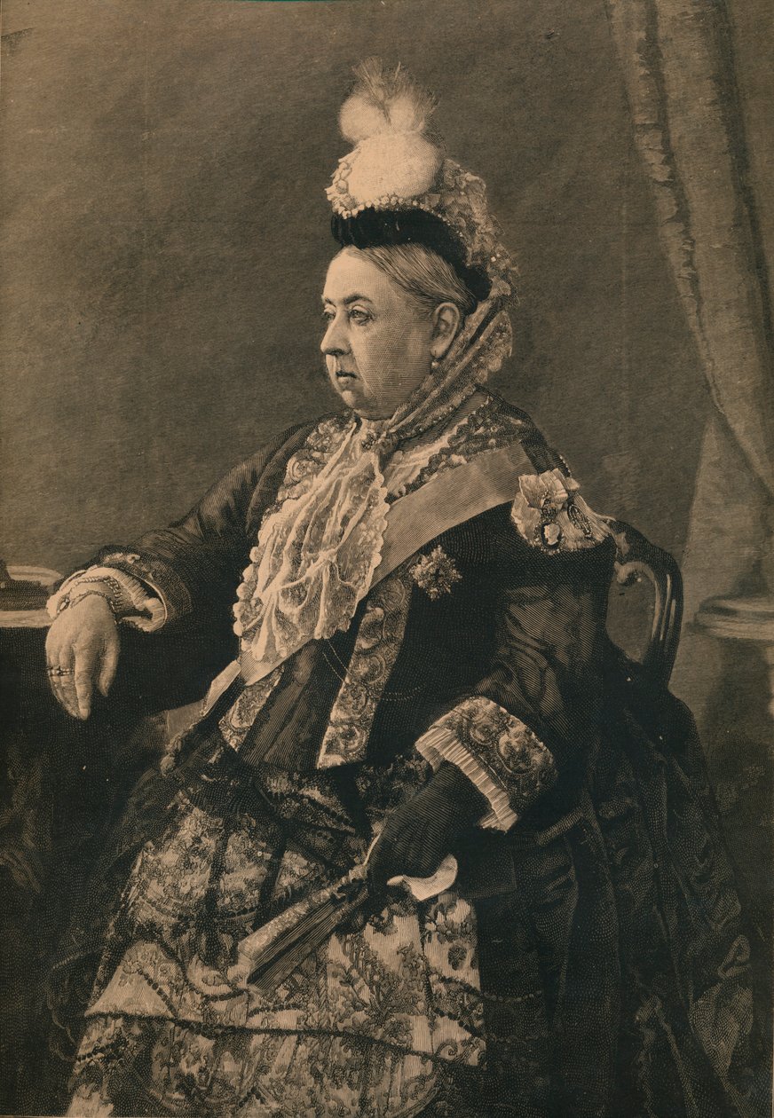 Její Veličenstvo královna v šatech na Jubilee Commemoration ve Westminsterském opatství, 1887 od Unbekannt