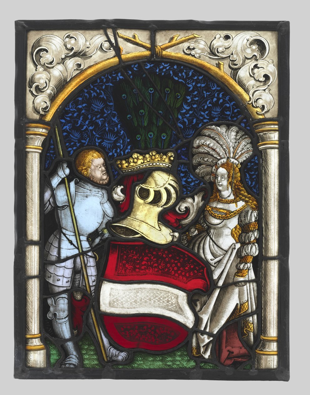Heraldický panel zobrazující rytíře a dámu se zbraněmi rakouského arcivévodství, c. 1515. od Unbekannt