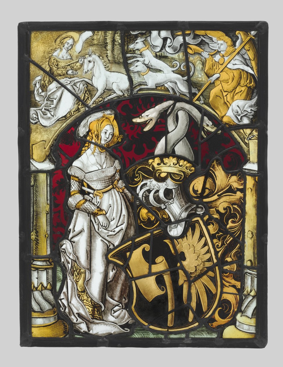 Heraldický panel se zbraněmi Lichtenfels a lovem jednorožce, c. 1515. od Unbekannt