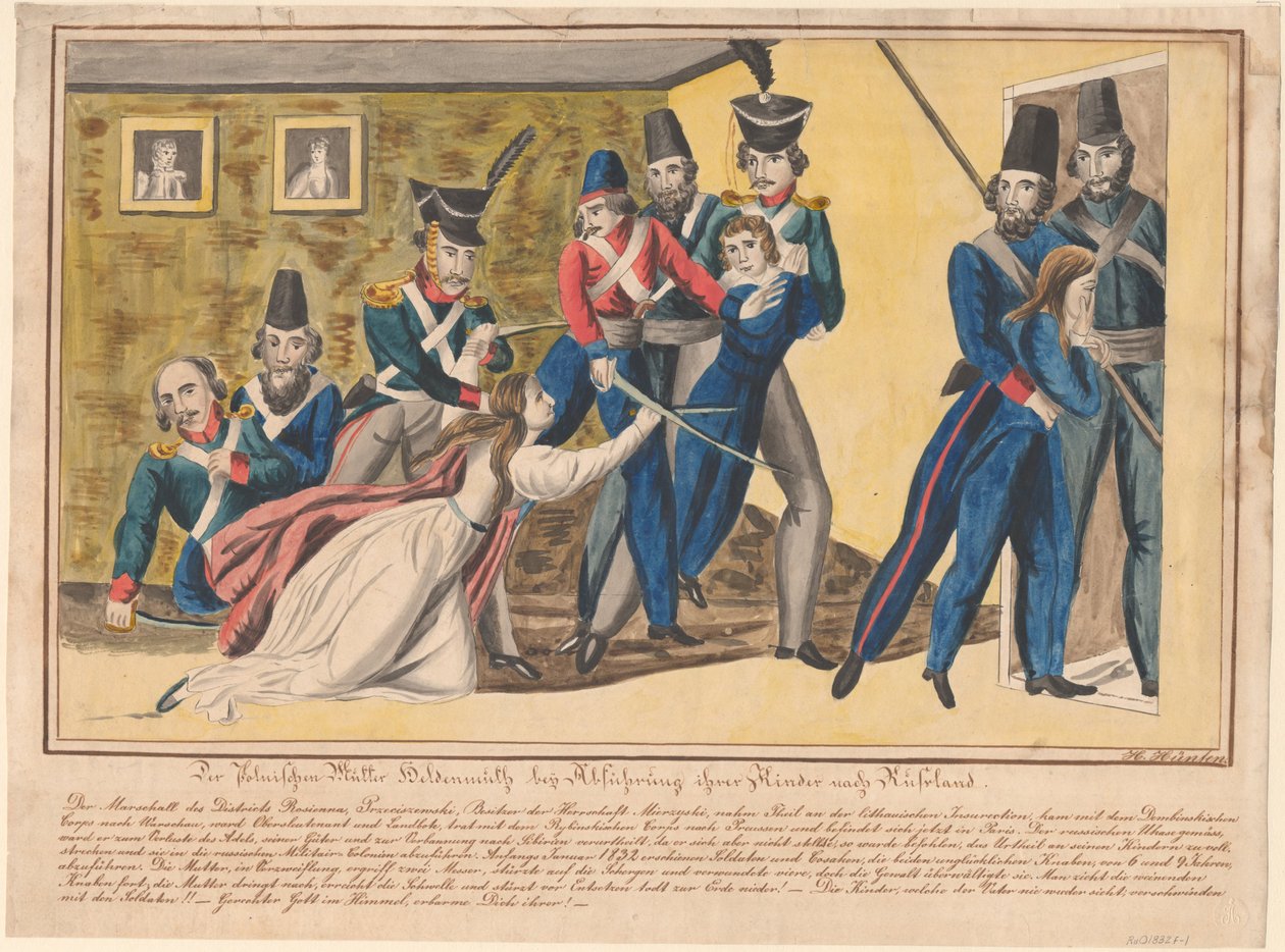 Hrdinství polských matek při přepravě jejich dětí do Ruska, 1832 od Unbekannt