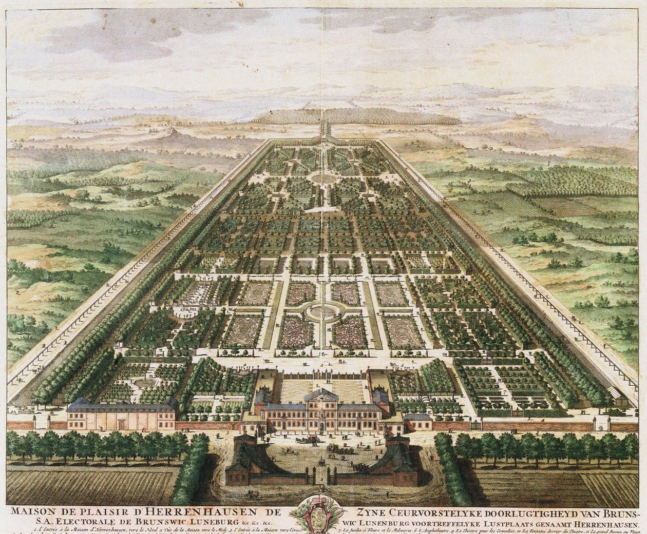 Herrenhausen: Zámek a zahrady, c. 1745 od Unbekannt