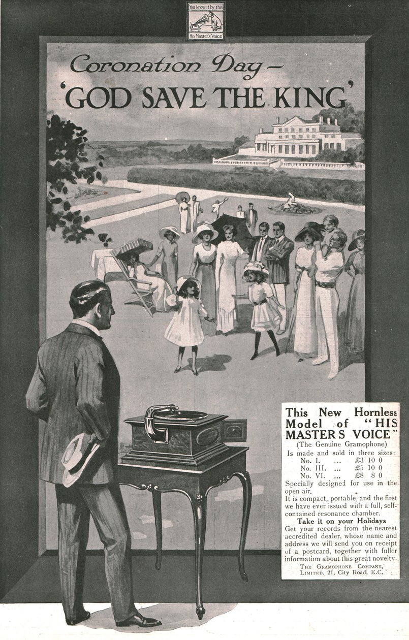 Reklama na jeho Masters Voice, 1911. od Unbekannt