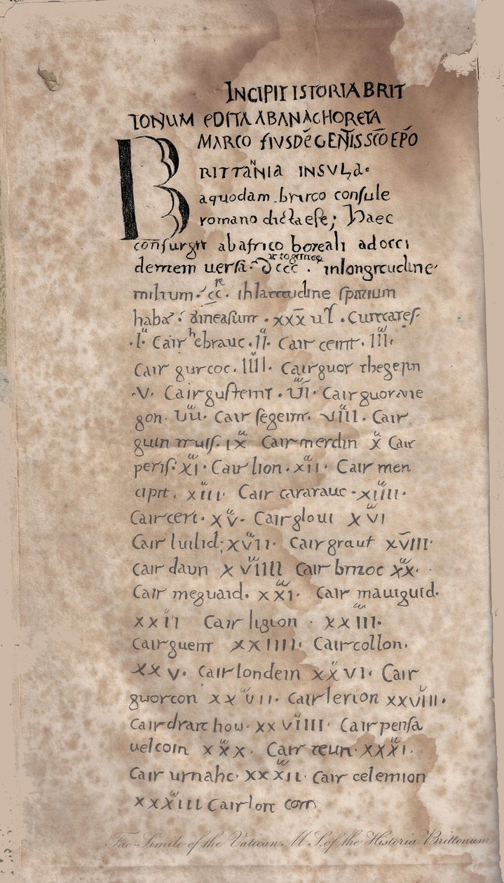 Historie Britů od Nennia První strana rukopisu, 11. století od Unbekannt