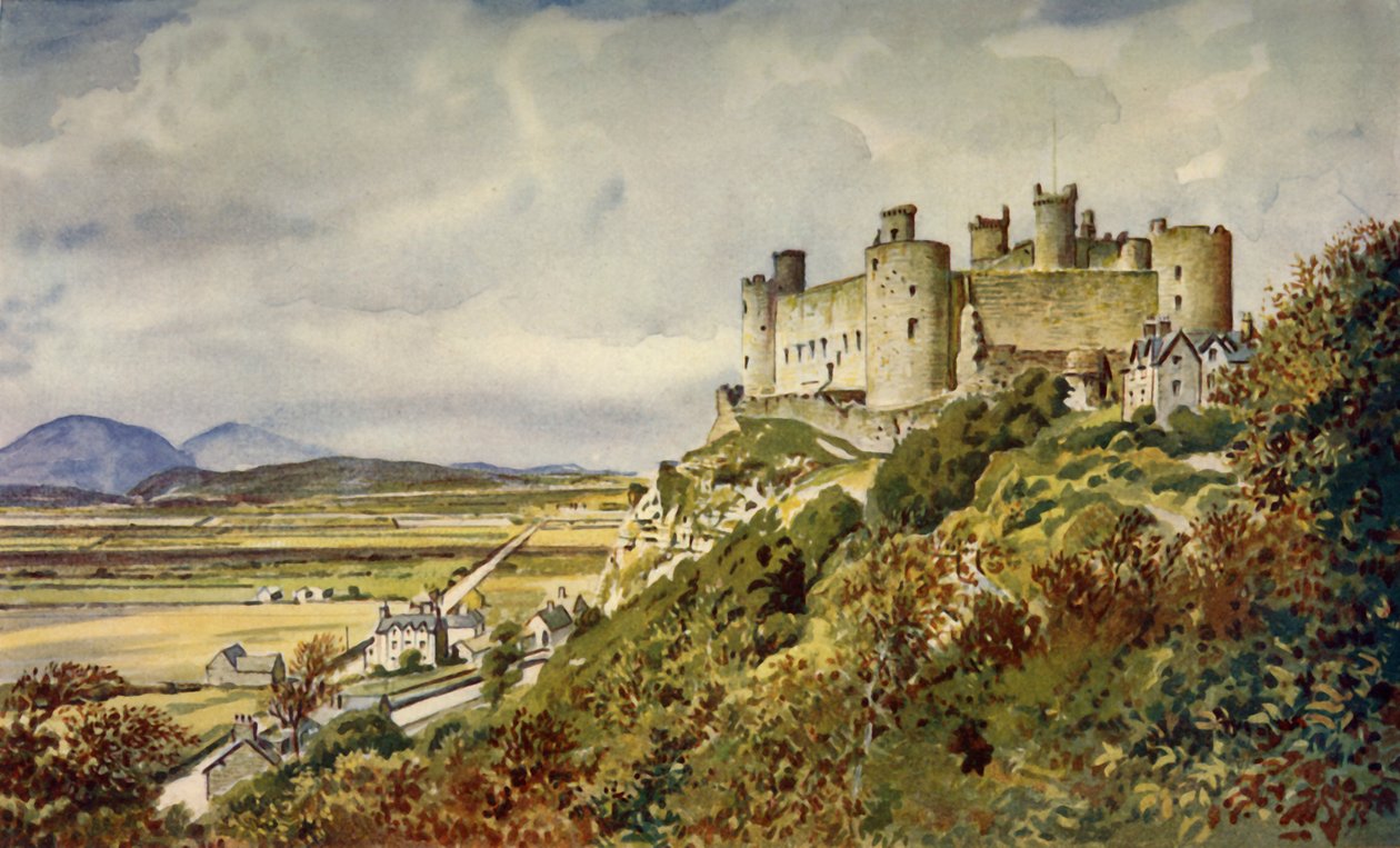 Historický hrad Harlech, známý ve Welsh Song, c1948. od Unbekannt