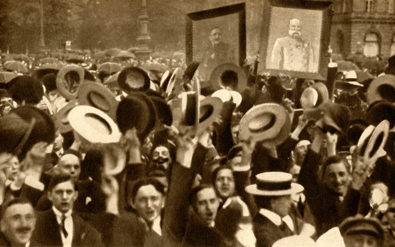 Hoch the Kaiser!: jásající davy v ulicích, Berlín, Německo, 4. srpna 1914, 1933. od Unbekannt