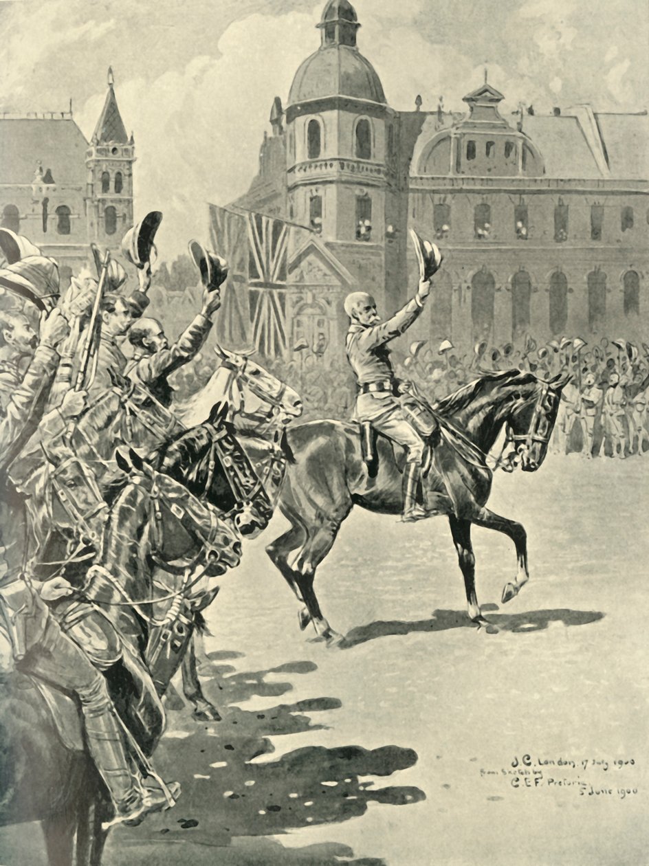 Vyvěšení britské vlajky v Pretorii: Lord Roberts Leading Cheers for the Queen, 1900, 1901. od Unbekannt