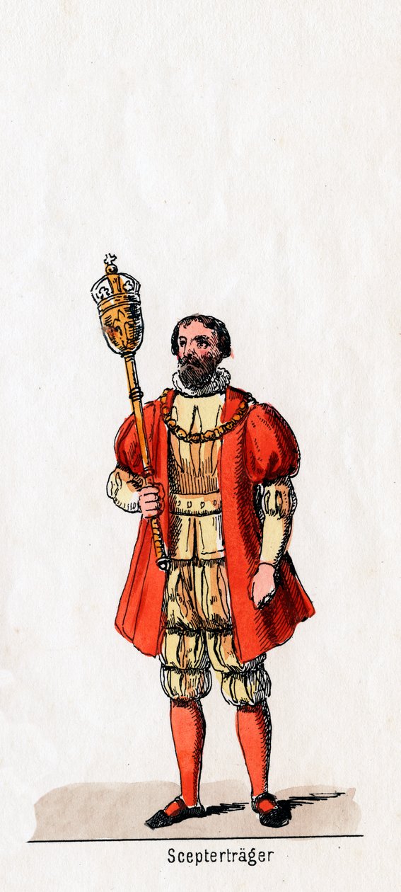 Držitel žezla, návrh kostýmů pro Shakespearovu hru, Jindřich VIII., 19. stol. od Unbekannt