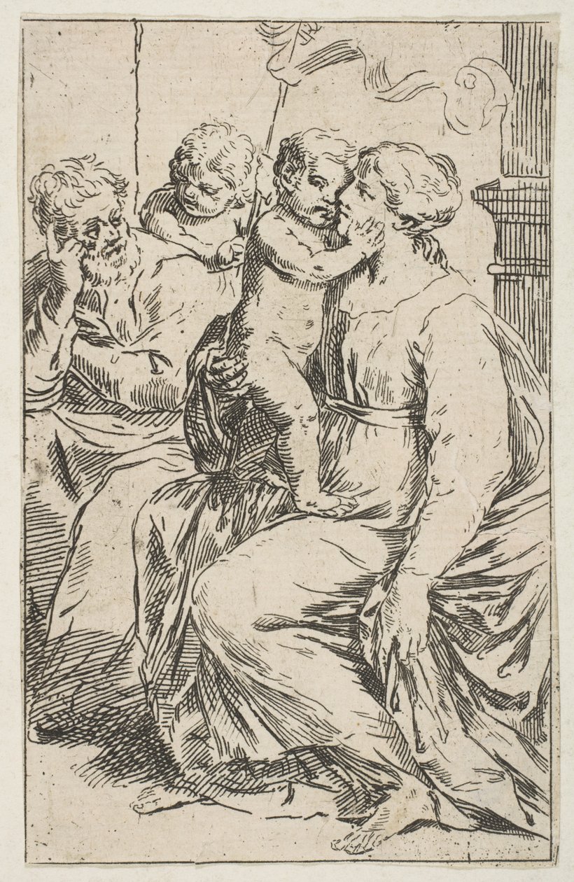 Svatá rodina se svatým Janem Křtitelem, kopie v rubu po Cantarini, ca. 1640-1642 nebo později. od Unbekannt