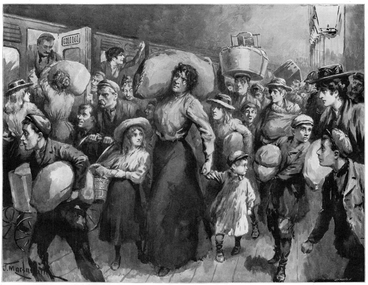 Sběrači chmele opouštějí London Bridge o půlnoci roku 1900 od Unbekannt