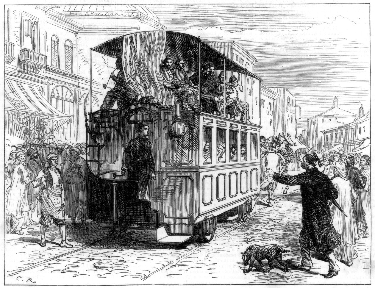 Tramvaj tažená koňmi, Konstantinopol, 1877 od Unbekannt
