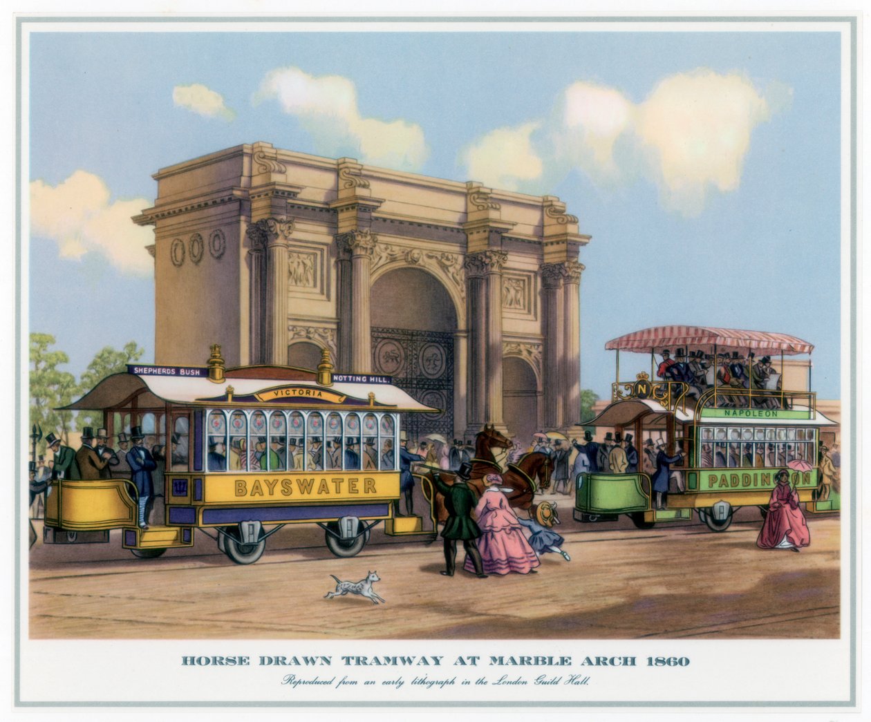 Tramvaj tažená koňmi v Marble Arch, 1860 od Unbekannt