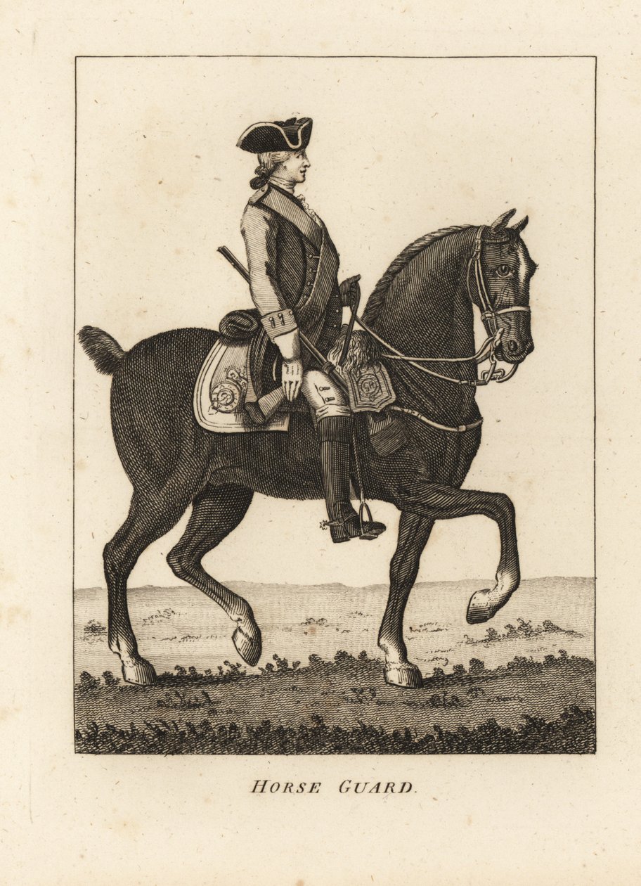 Horse Guard, ve vojenské uniformě s tricorn, mušketa od Unbekannt