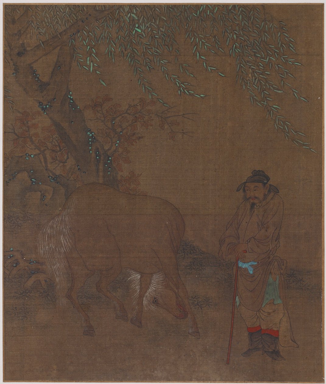 Kůň a ženich pod vrbou, možná dynastie Ming, 1368-1644. od Unbekannt