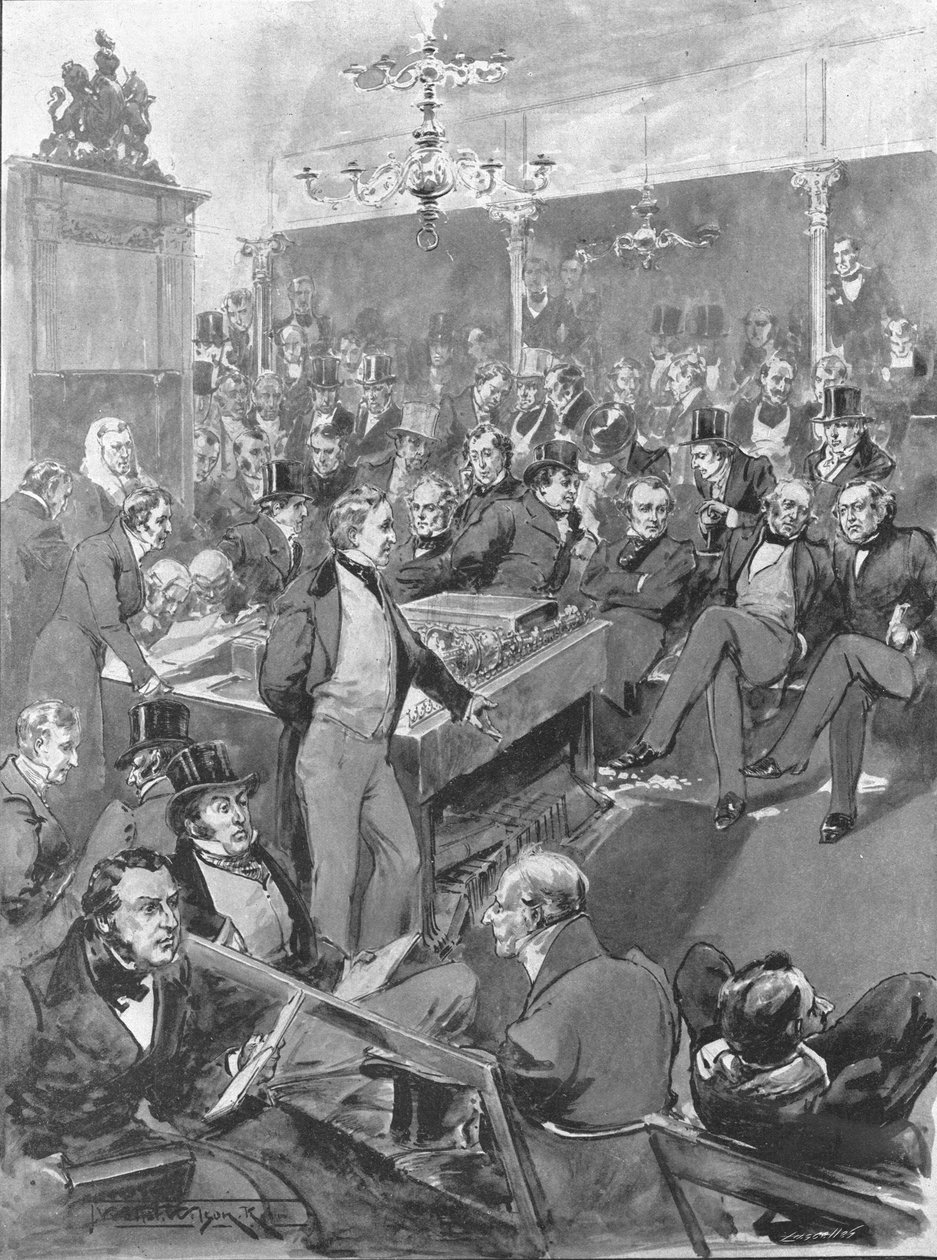 Dolní sněmovna, 1846: Robert Peel oznamuje svou konverzi k zásadám volného obchodu..., 1901. od Unbekannt