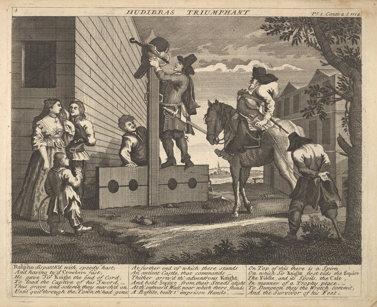 Hudibras Triumphant Plate 4: Illustrations to Samuel Butlers Hudibras, 1725-30. od Unbekannt