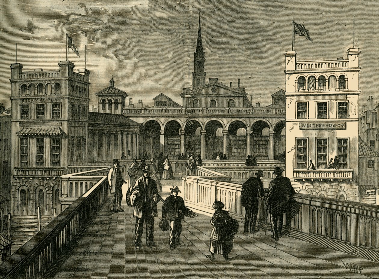 Hungerford Market, od mostu, v roce 1850, 1881. od Unbekannt