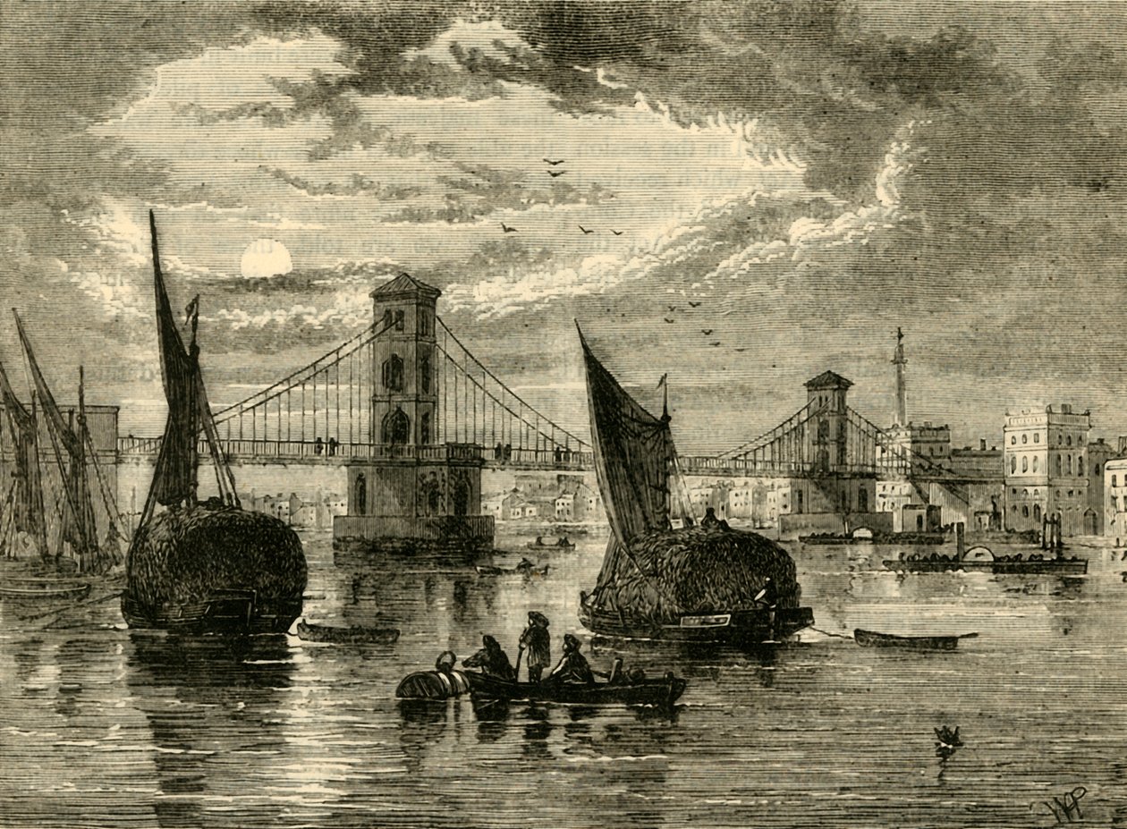Hungerford Suspension Bridge, 1850, 1881. od Unbekannt