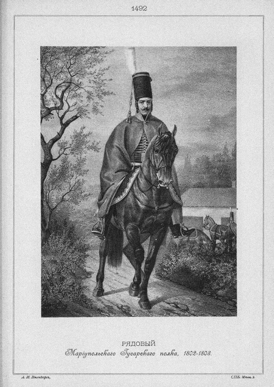 Husar z Mariupolského husarského pluku v letech 1802-1808, polovina 19. stol. od Unbekannt