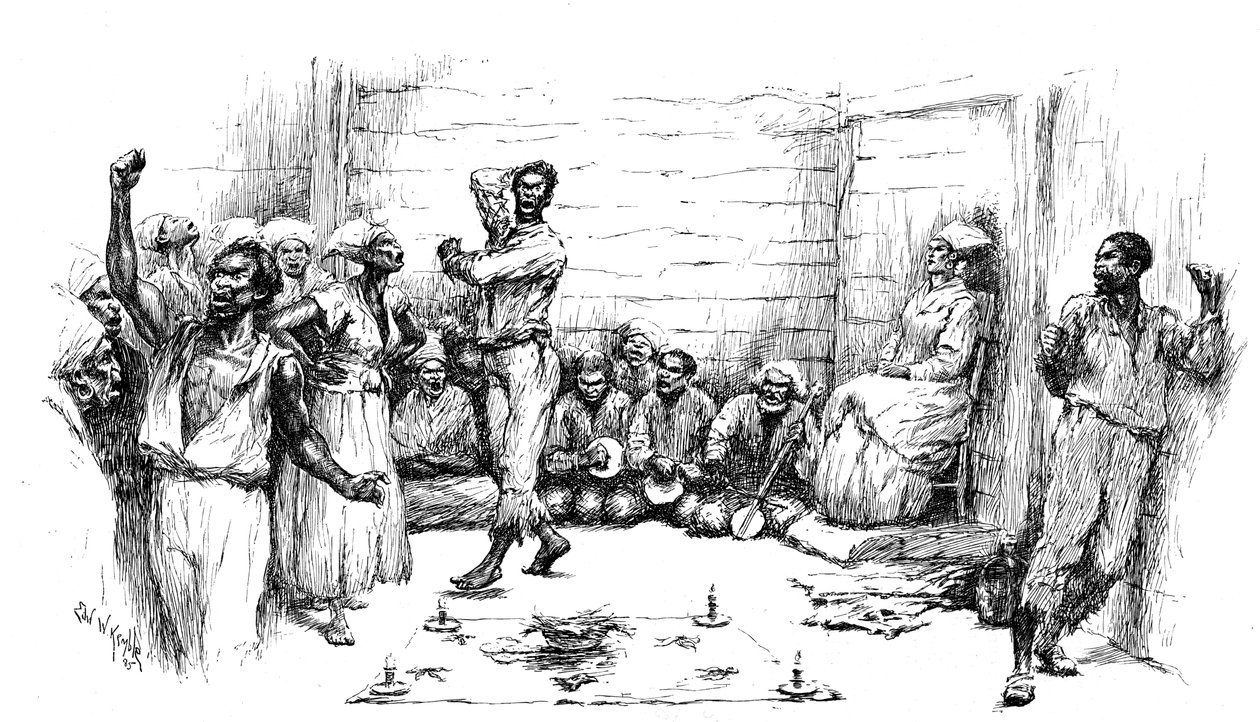 Hypnotický trans vyvolaný během tanečních rituálů voodoo, Louisiana, USA, 1886 od Unbekannt