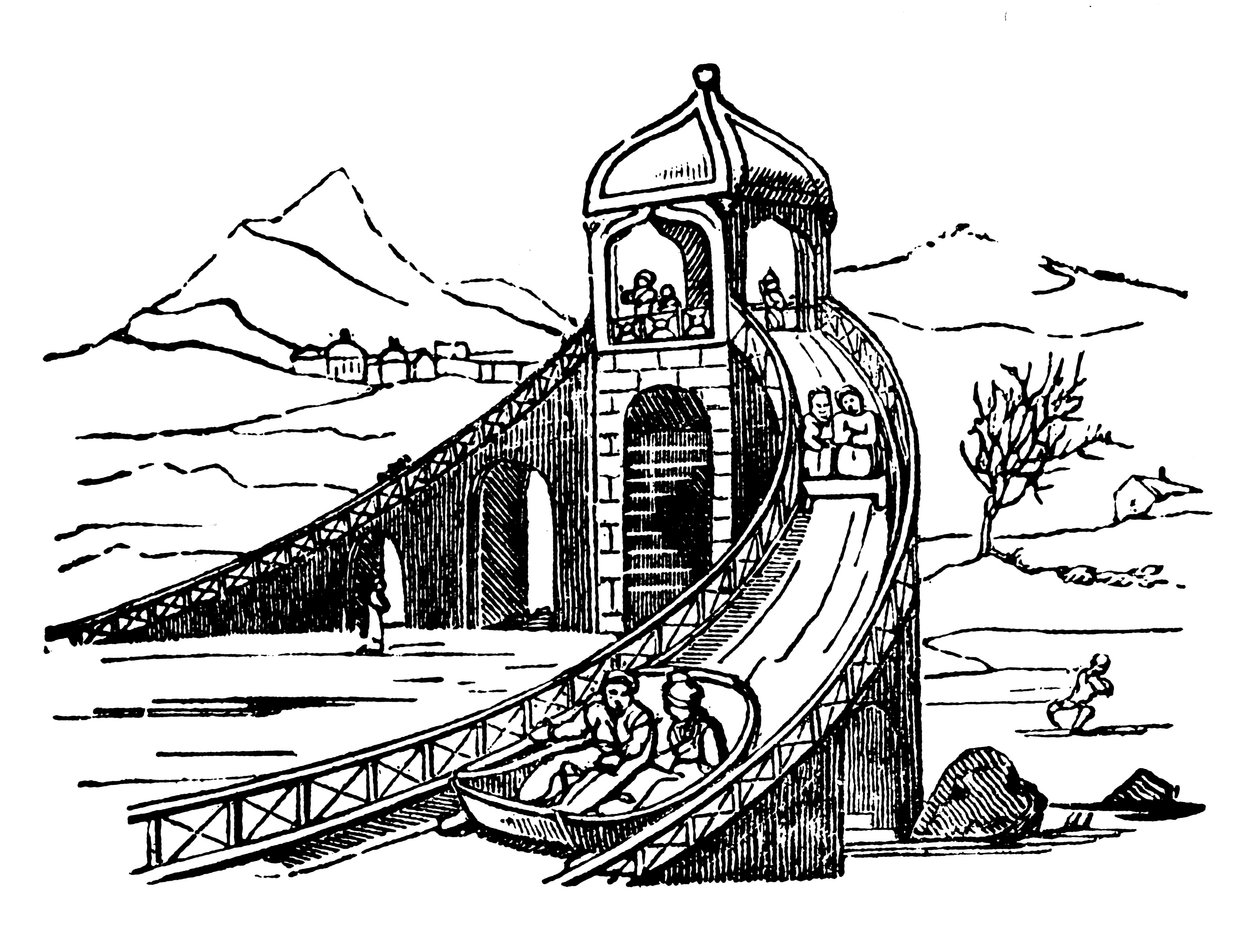 Ledová hora, umělá sáňkařská dráha, Rusko, 1836 od Unbekannt