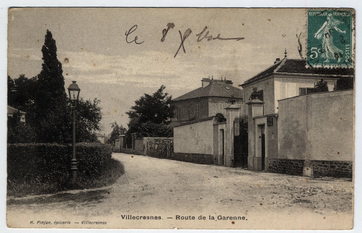 Ile de France, Val de Marne (94), Villecresnes: Garenne road - Pohlednice z roku 1909 od Unbekannt
