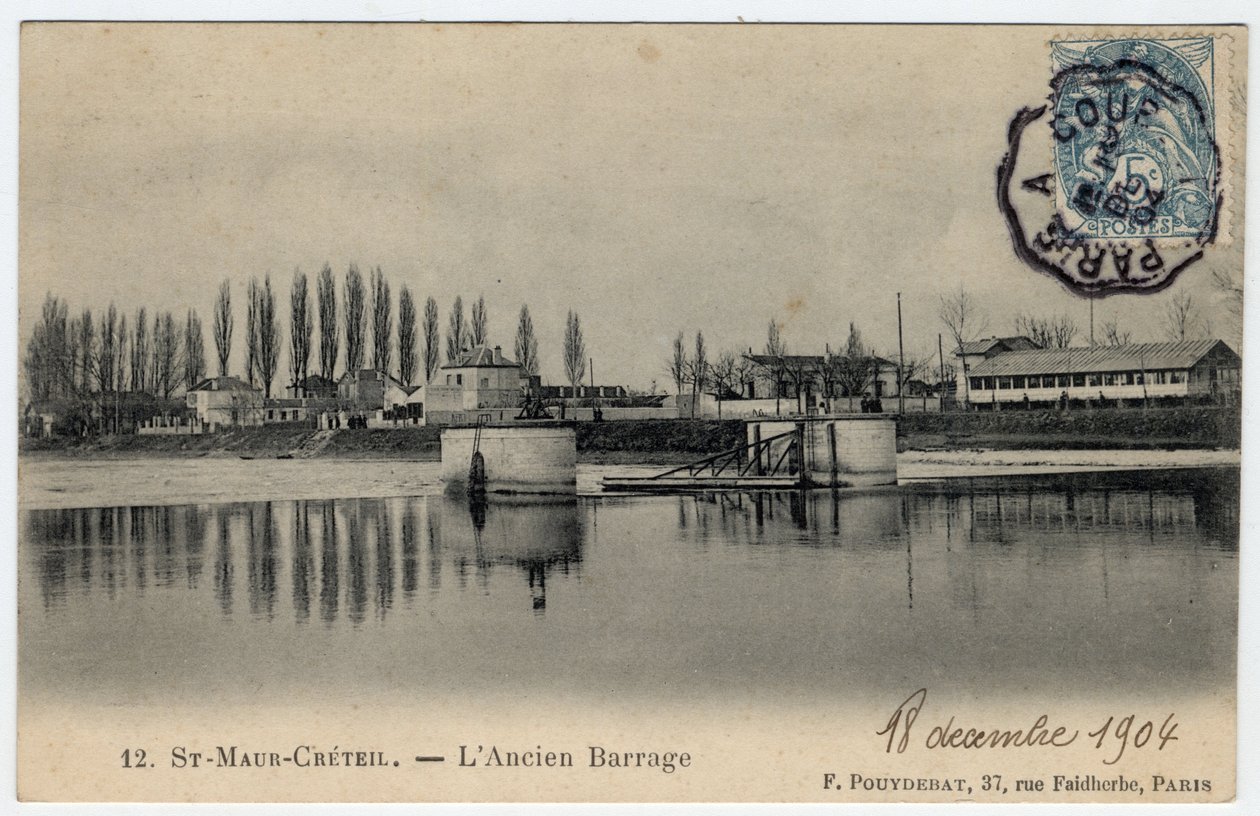 Ile de France, Val de Marne, Creteil: pohled na starou přehradu na Marně - pohlednice z roku 1904 od Unbekannt