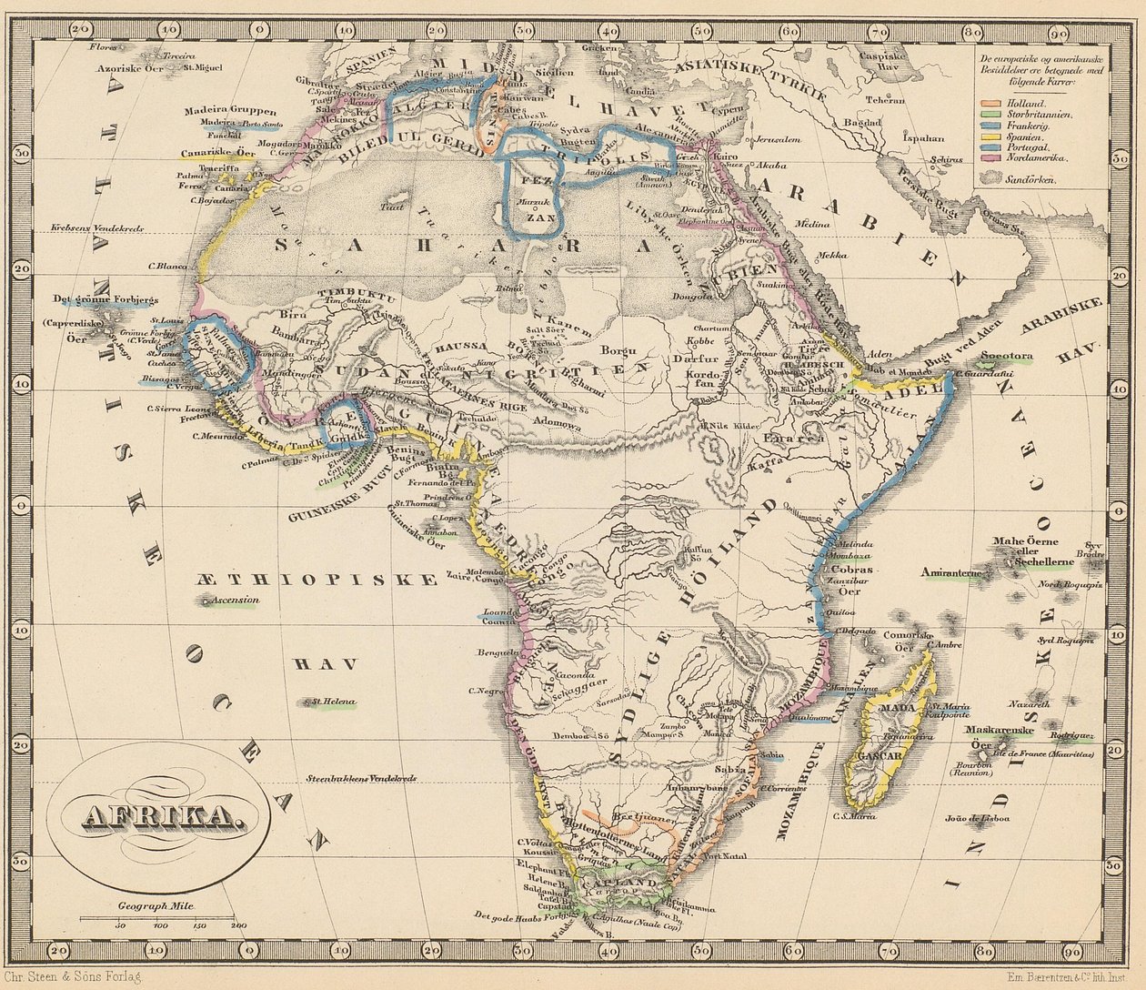 Ilustrace převzata z knihy Atlas všech částí Země od neznámého autora a vydané nakladatelstvím Chr. Steen & Søn (Copenhagen, 1857) od Unbekannt