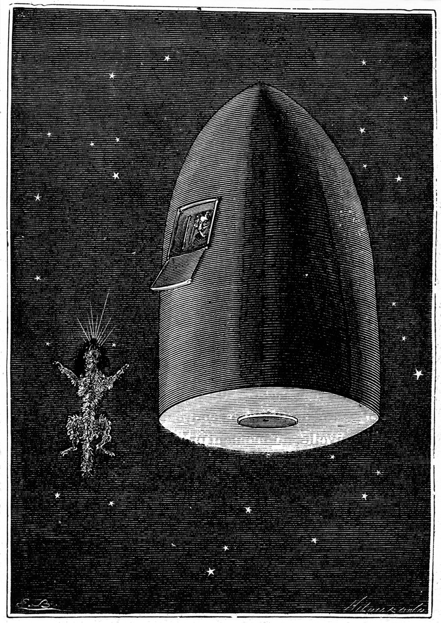 Ilustrace ze Země na Měsíc od Julese Verna, 1865 od Unbekannt