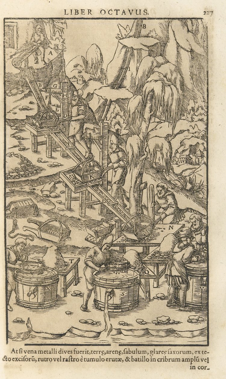 Ilustrace z De re metallica libri XII od Georgiuse Agricoly, 1556 od Unbekannt