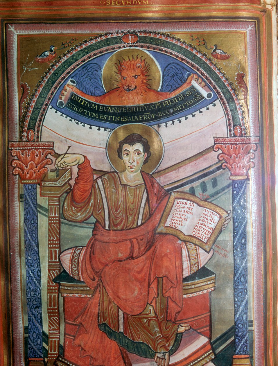 Ilustrace svatého Marka držícího své evangelium, 8. století od Unbekannt