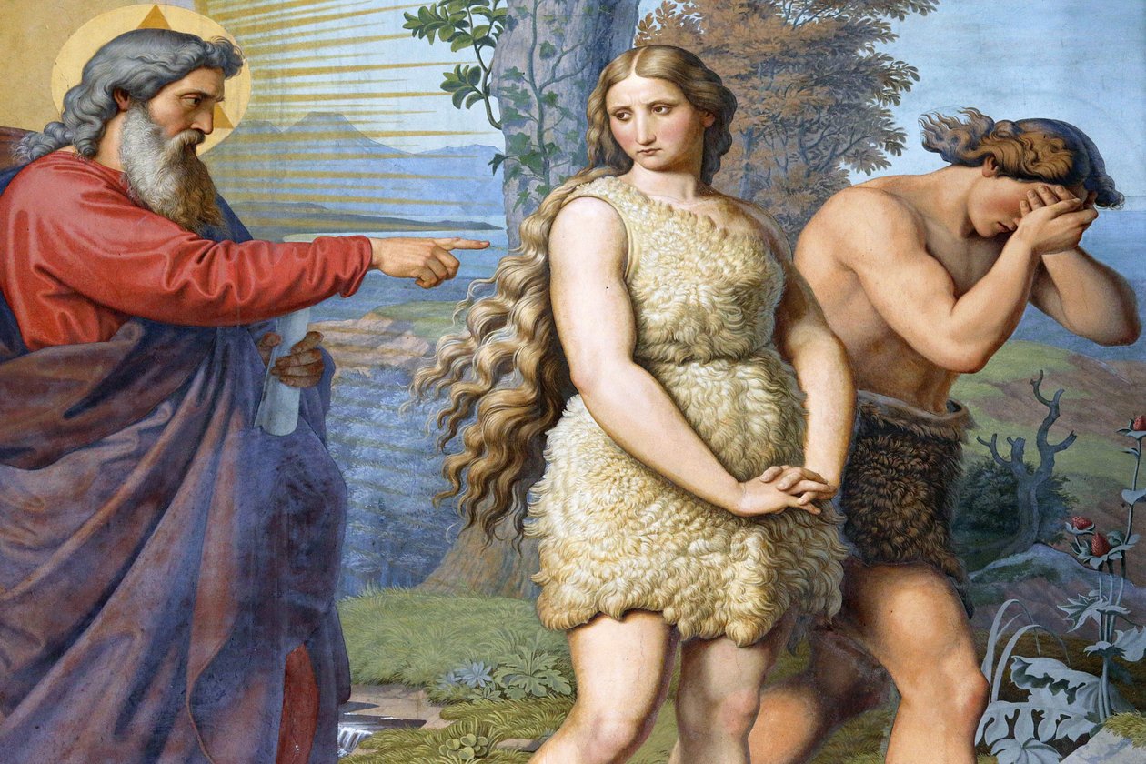Císařská katedrála ve Špýru. Obrazy od Schraudolpha. Adam a Eva, vyhnání z Edenu, Špýr, Německo od Unbekannt