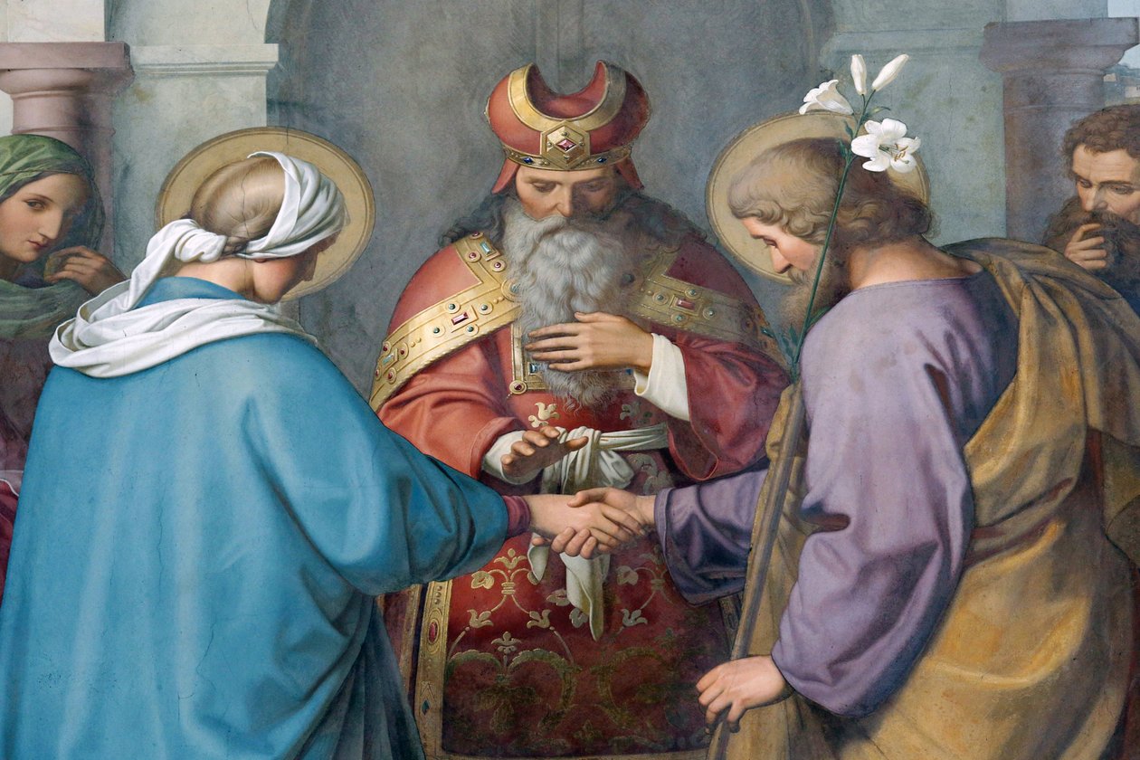 Císařská katedrála ve Špýru. Obrazy od Schraudolpha. Josefa a Marie. Svatba, Špýr, Německo od Unbekannt