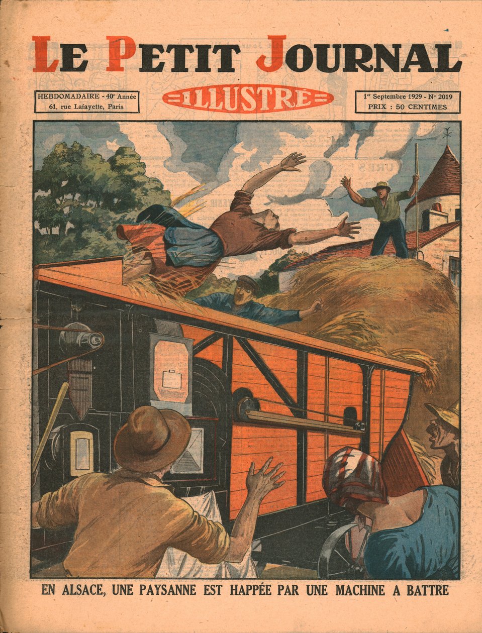 V Alsasku je v roce 1929 chycena rolnička v mlátičce. od Unbekannt