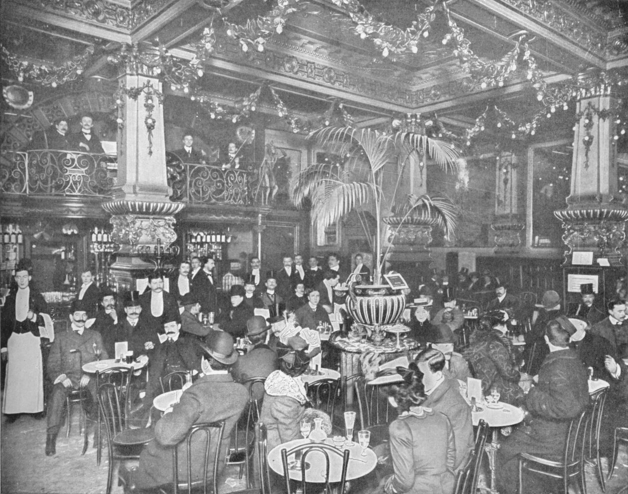 V brasserie, Hotel de lEurope, Leicester Square, Londýn c1903 1903 od Unbekannt