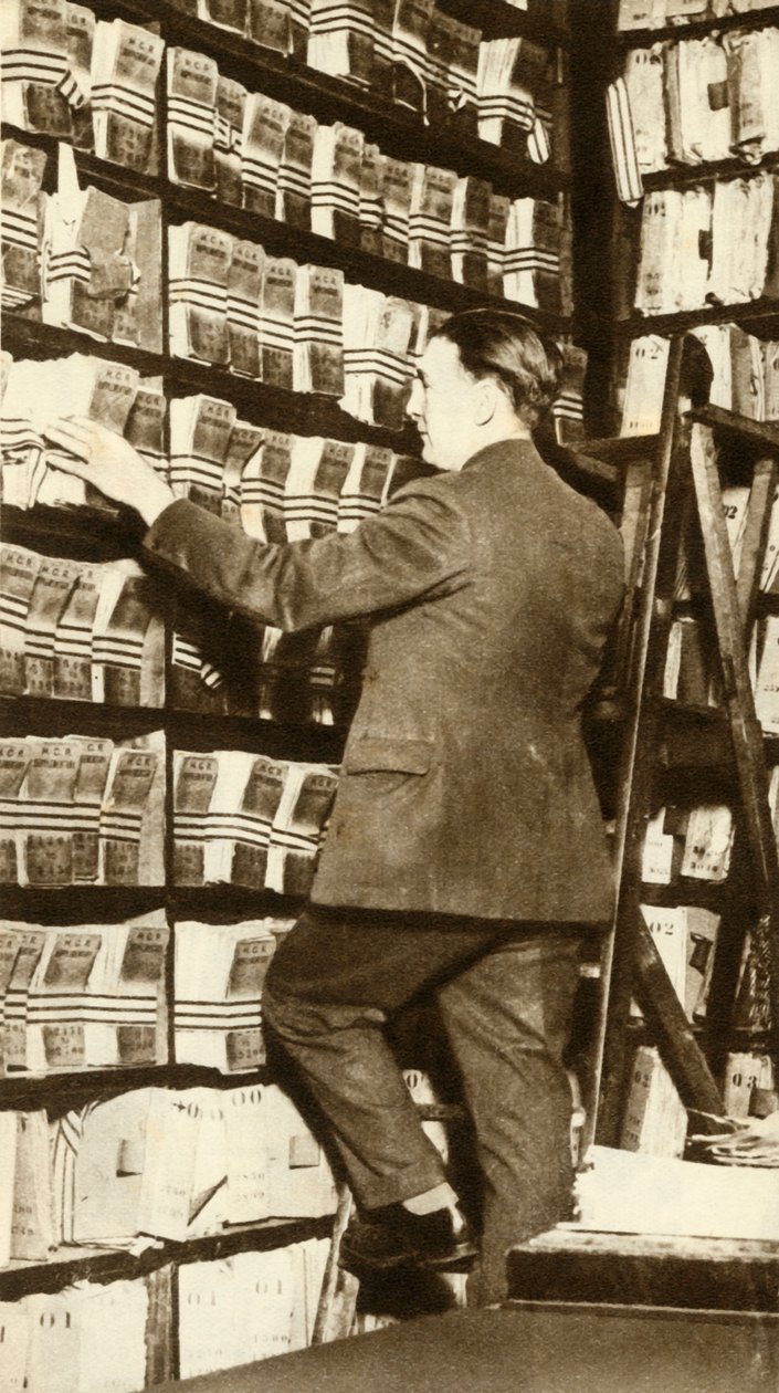 Index otisků prstů ve Scotland Yardu, Londýn, c1912, 1935. od Unbekannt