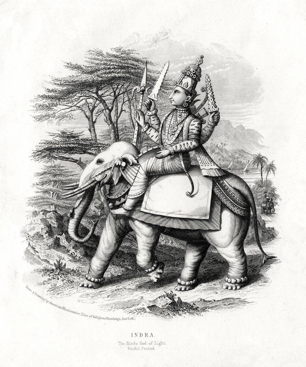 Indra, hinduistický bůh světla, 19. století od Unbekannt