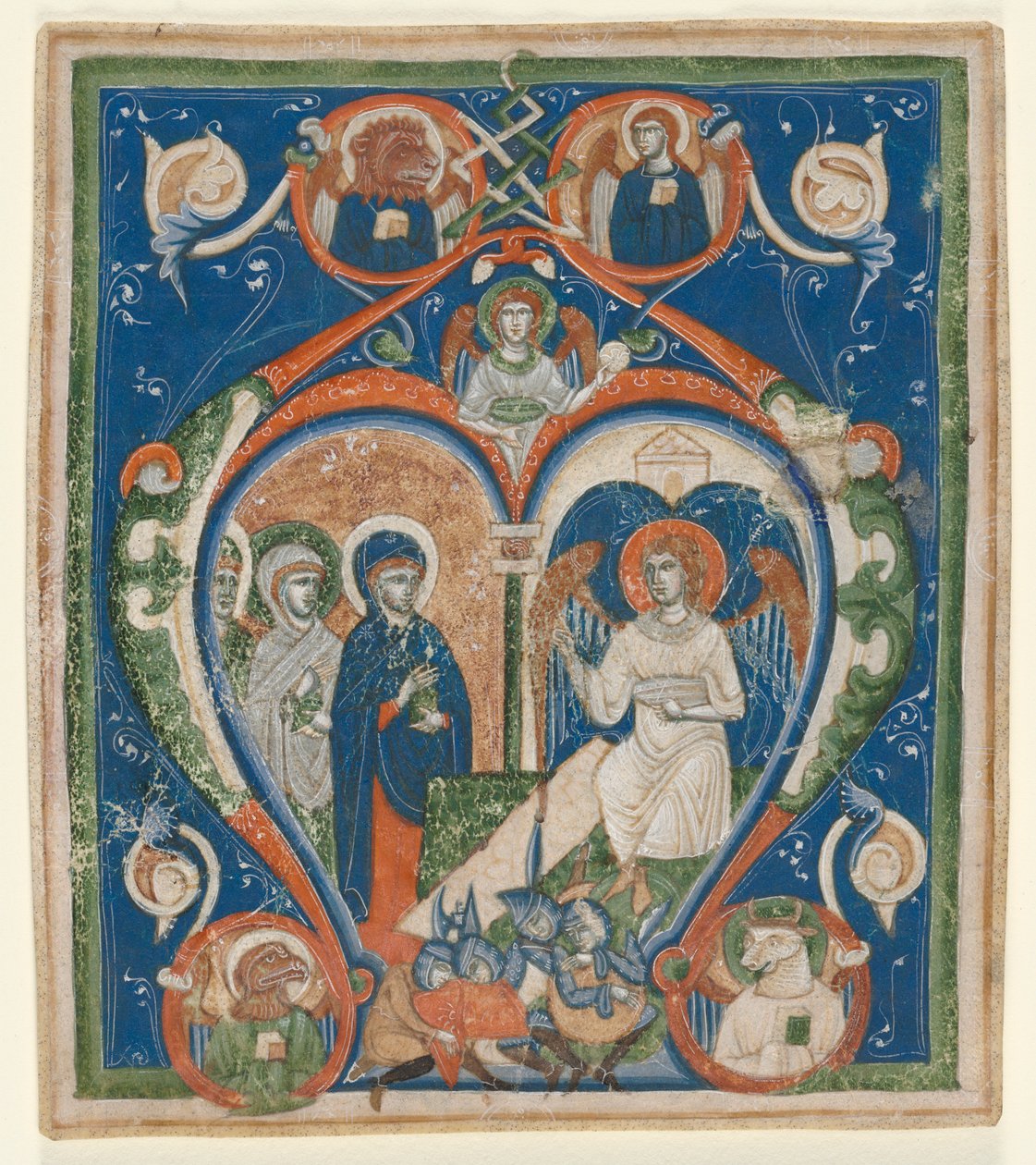 Iniciála A [ngelus Domini descendit] z antifonáře: Tři Marie u hrobu, c1280-1300. od Unbekannt