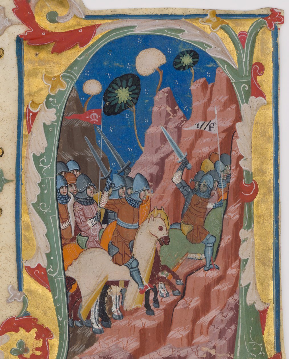Iniciála A s bitvou u Maccabees, ca. 1360-70. od Unbekannt
