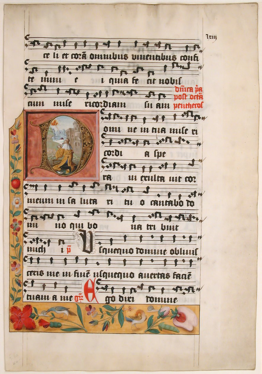 Iniciála D s králem Davidem, z cisterciáckého graduálu, ca. 1524. od Unbekannt