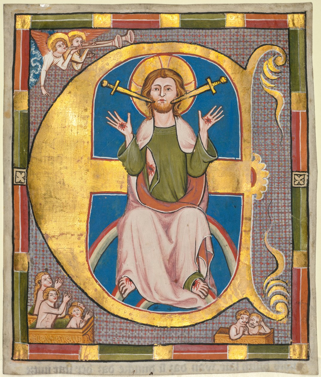 Iniciála E z knihy městského práva: Poslední soud, c. 1330. od Unbekannt