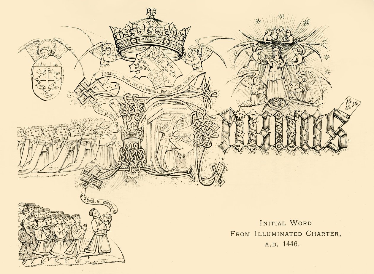 Počáteční slovo z Illuminated Charter, A.D. 1446, 1911. od Unbekannt
