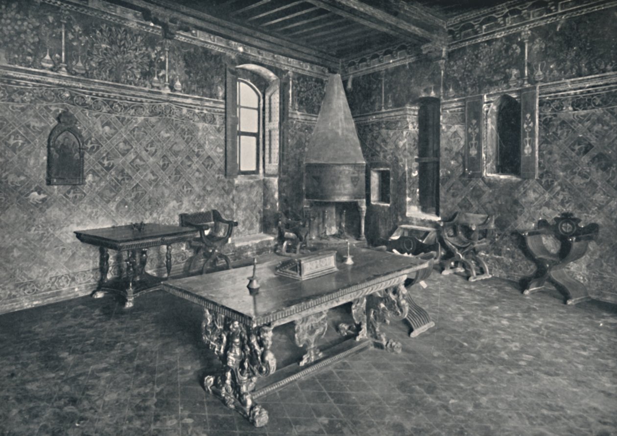 Interiér, Palazzo Davanzati – s florentským stolem z konce 16. století, 1928 od Unbekannt